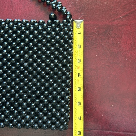 Vintage Mid Century MOD Authentic Bead Bag Formal Large Black Bag by Josef Japan - Picture 8 of 13